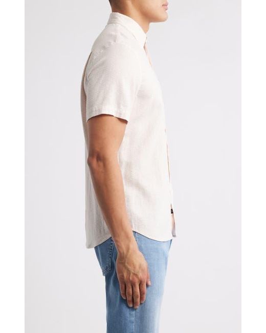 Rails White Carson Short Sleeve Stretch Linen Blend Button-Up Shirt for men