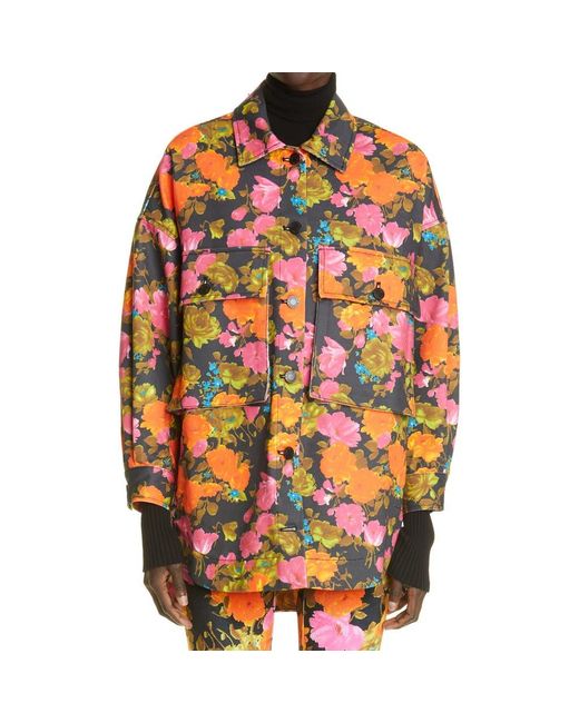 Quinn Orange Print Oversize Denim Jacket