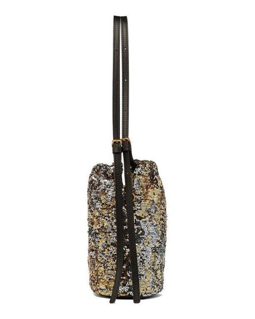 MCM White Himmel Sequin Drawstring Bag