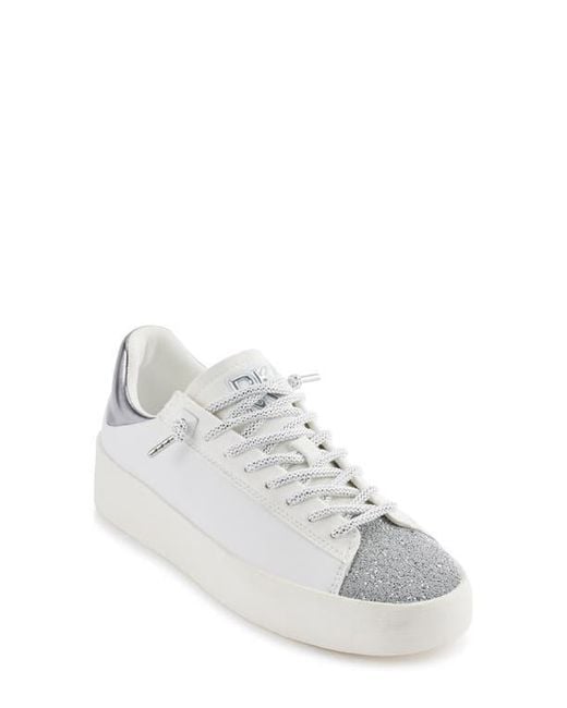DKNY White Ginali Metallic Cap Toe Sneaker