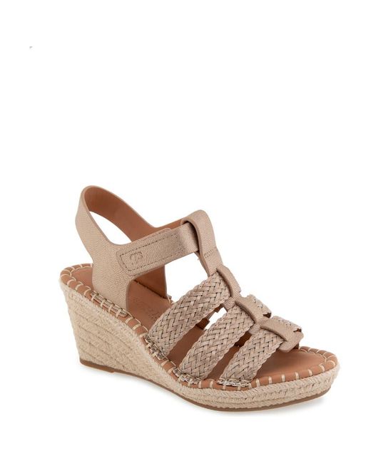 Gentle Souls Brown Caplin Slingback Espadrille Platform Wedge Sandal