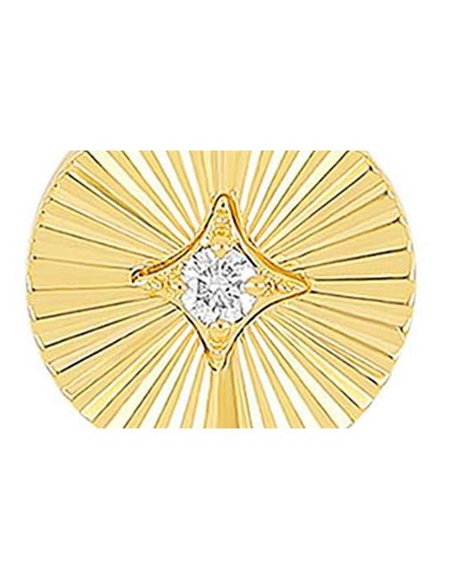EF Collection Metallic 14k Gold Fluted Diamond Disc Pendant Necklace