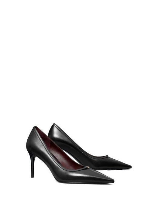 Tory Burch Black Double T Buckle Pointed Toe Pump