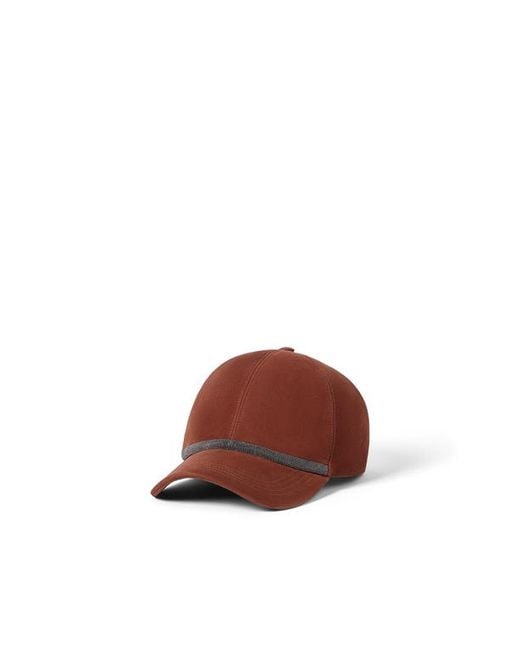 Brunello Cucinelli Brown Baseball Cap With Monili