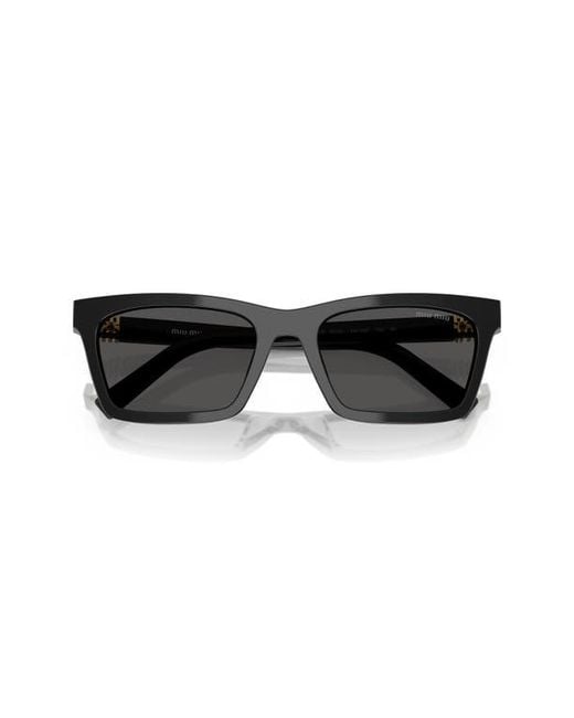 Miu Miu Black 55Mm Rectangular Sunglasses