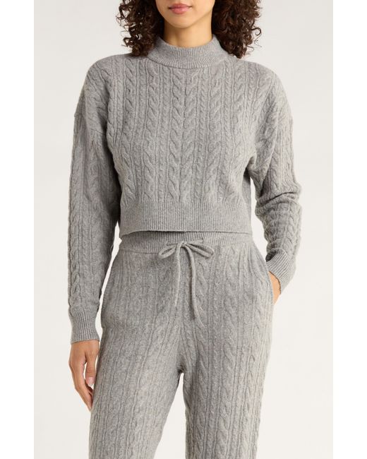 Mpg Gray Cable Knit Crop Sweater