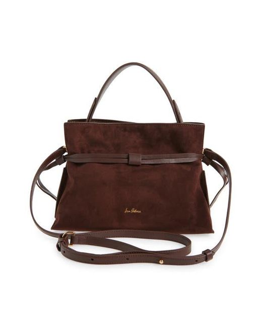 Sam Edelman Brown Small Poppy Drawstring Leather Crossbody Bag