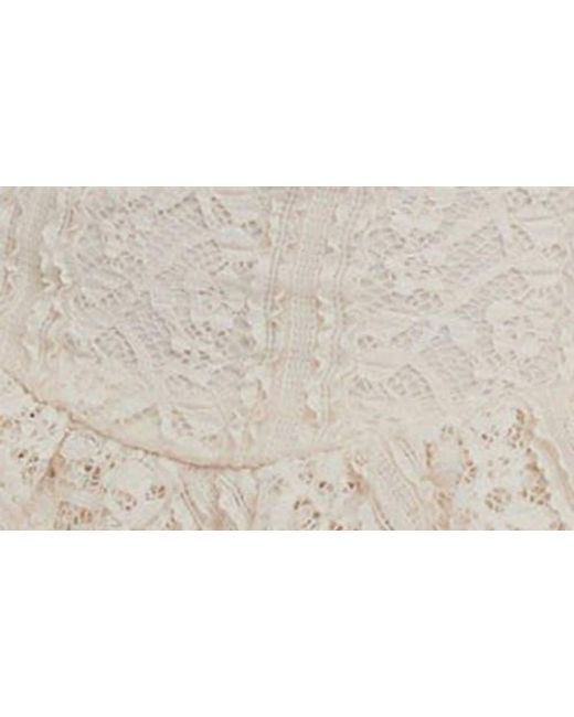 Free People White Tabby Lace Long Sleeve Minidress