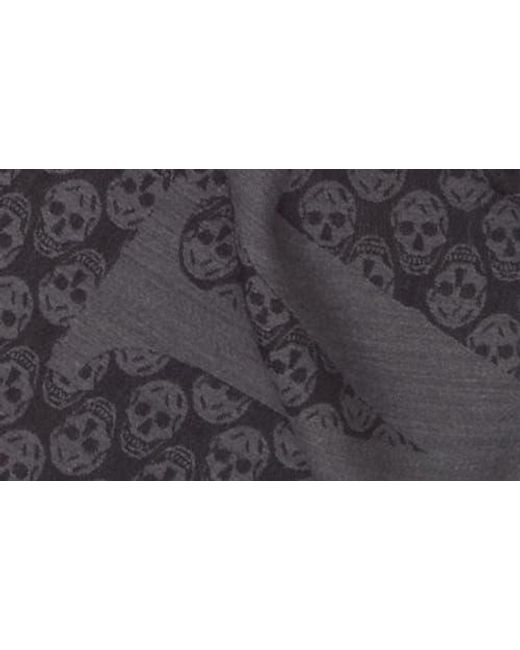 McQueen Gray Multilogo Wool Scarf for men