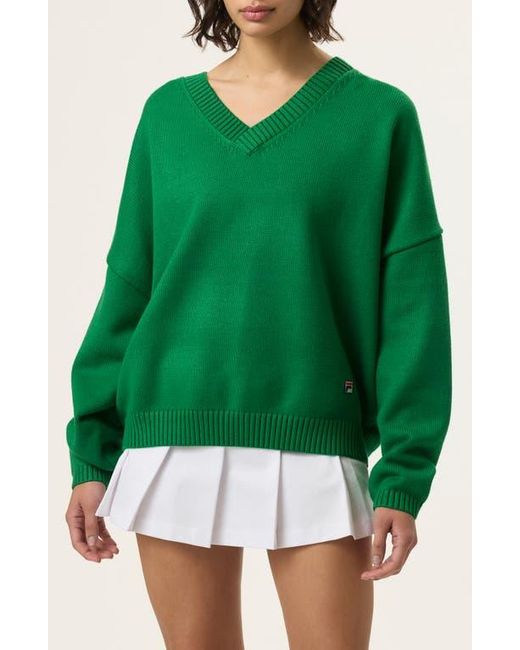 Fila Green X Hailey V-Neck Oversize Sweater