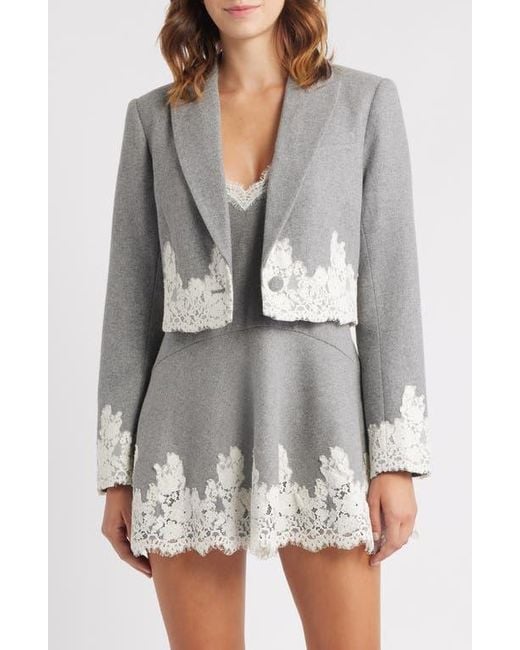 LoveShackFancy Gray Icarus Lace Detail Crop Jacket