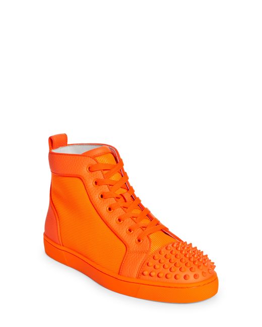 Christian Louboutin Orange Lou Spikes Orlato High Top Sneaker for men