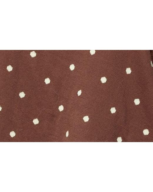 Edikted Brown Oversize Off The Shoulder Polka Dot Sweater