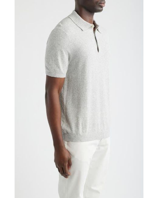 Scott Barber Blue Solid Bouclé Polo for men