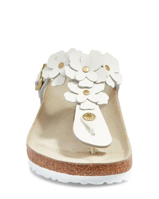 Birkenstock White Gizeh Flower Flip Flop