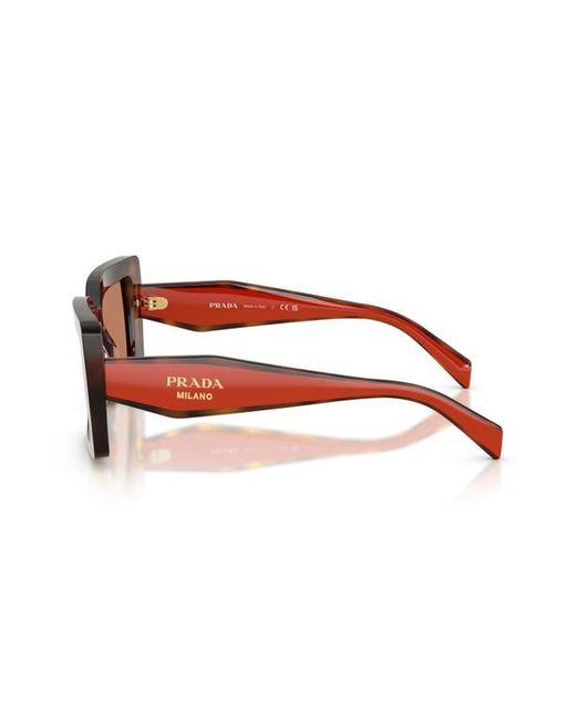Prada Brown 52Mm Rectangular Sunglasses