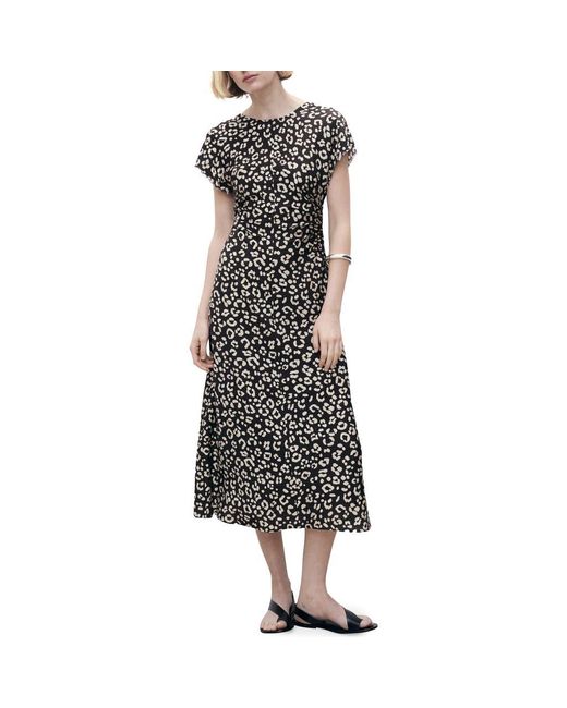 Mango Black Leopard Print Midi Dress