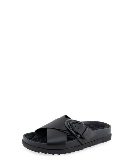 Aerosoles Black Lago Flatform Slide Sandal