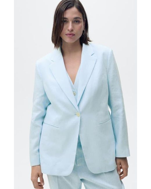 Mango Blue Boreli Linen Blazer
