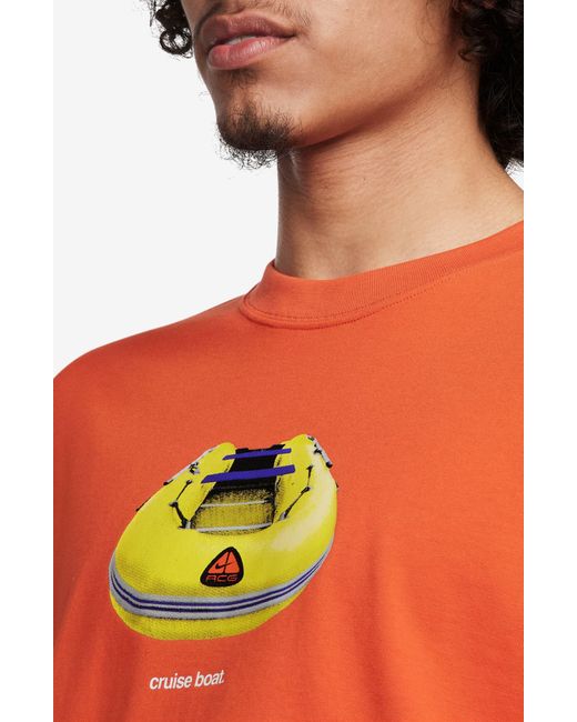Nike Orange Acg Dri-fit Cruise Boat Oversize Graphic T-shirt for men