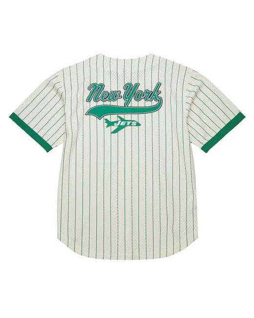 Mitchell & Ness Green New York Jets Vintage Logo Final Seconds Full-Button Mesh Top for men