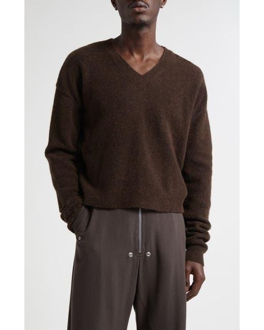 Rick Owens Brown Tommy Alpaca & Wool Blend V-Neck Sweater for men