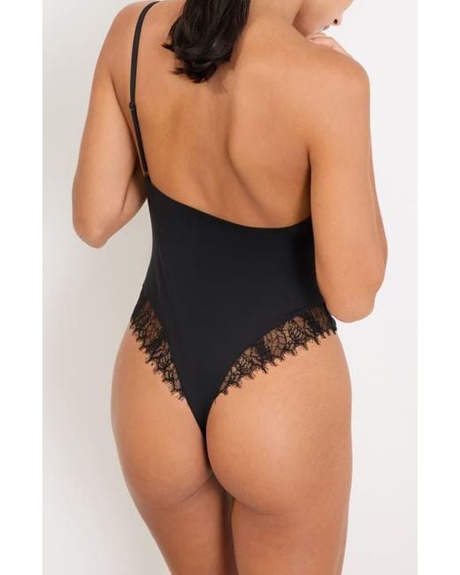 Etam Black Mysterieuse Lace Inset Bodysuit