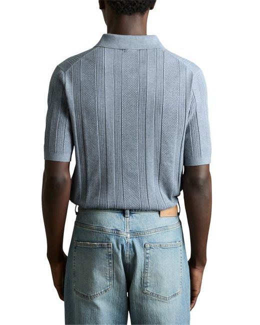 Reiss Blue Kansas Texture Stripe Polo Sweater for men