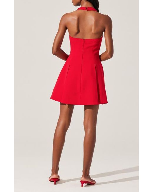Astr Red Lilibeth Pleated Halter Minidress