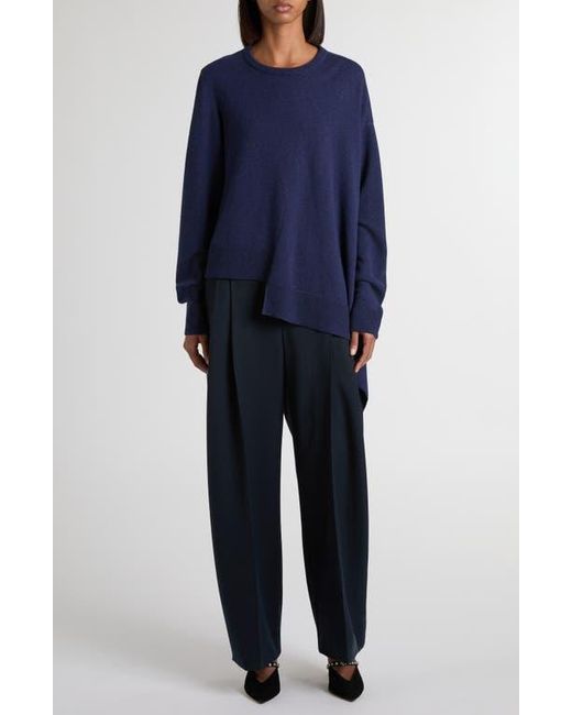 Alexander McQueen Blue Asymmetrical Cashmere & Wool Crewneck Sweater
