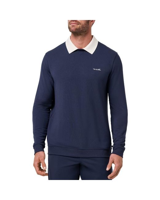 Travis Mathew Blue Amenities Collared Sweatshirt for men