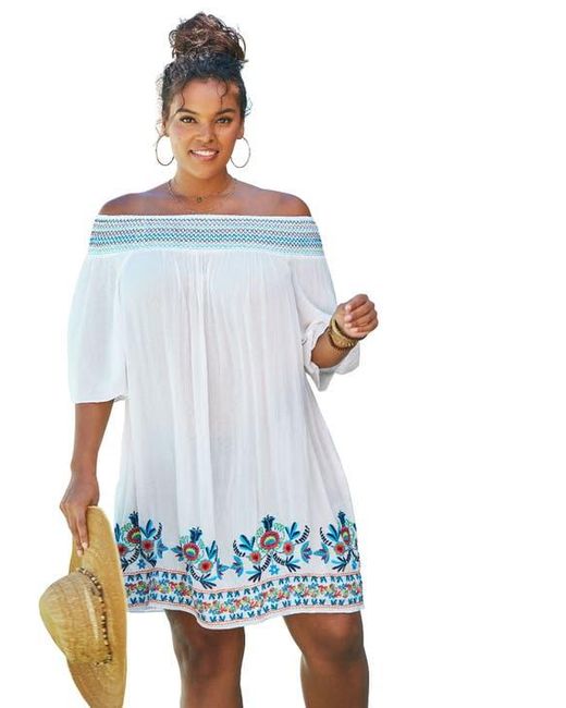 Swim 365 Blue Off-The-Shoulder Cover Up