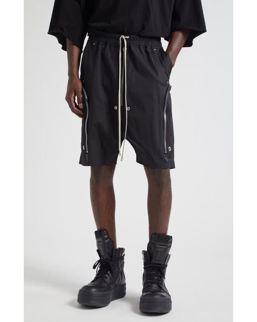 Rick Owens Black Bauhaus Bela Drawstring Cargo Shorts for men