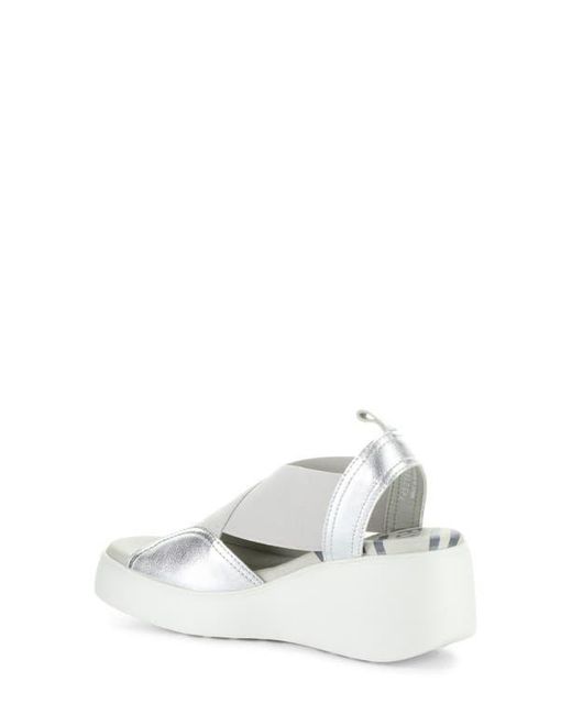 Fly London White Daif Platform Wedge Sandal