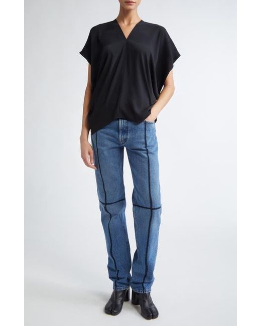 MM6 by Maison Martin Margiela Black Draped Short Sleeve Top