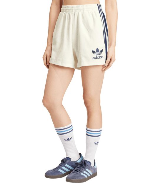 Adidas Originals White Cotton Blend French Terry Shorts