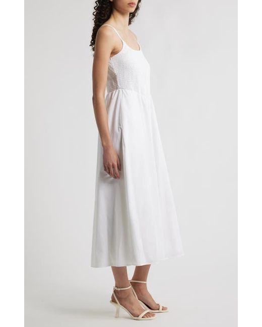 Halogen® White Smocked Cotton Maxi Sundress