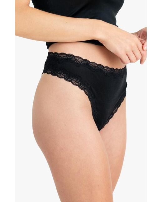 Uwila Warrior Black Soft Silk Thong Underwear