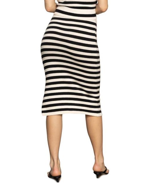 Sanctuary Black Stripe Side Slit Midi Skirt