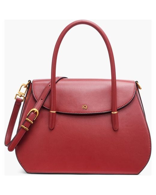 Donna Karan Red Bellerose Flap Satchel