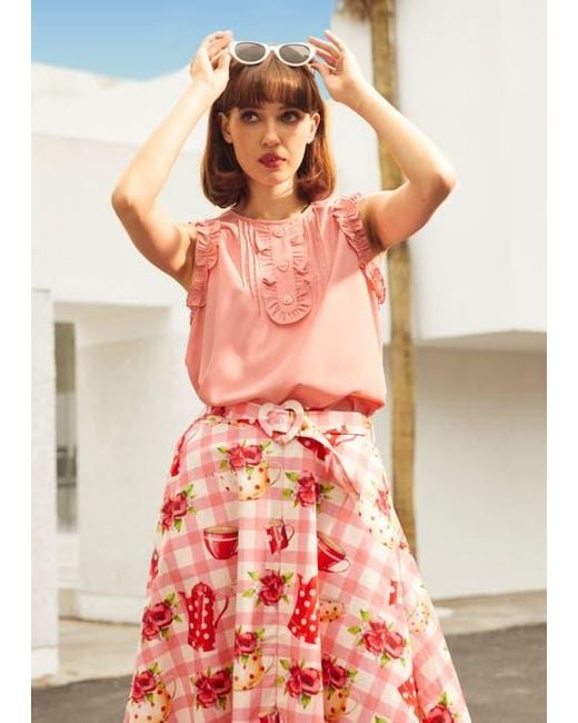 ModCloth Red Something Sweet Ruffle Top