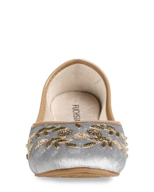 Fuchsia Gray Nawal Embroidered Flat