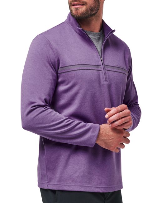 Travis Mathew Purple Upgraded Chest Stripe Half Zip Pullover for men