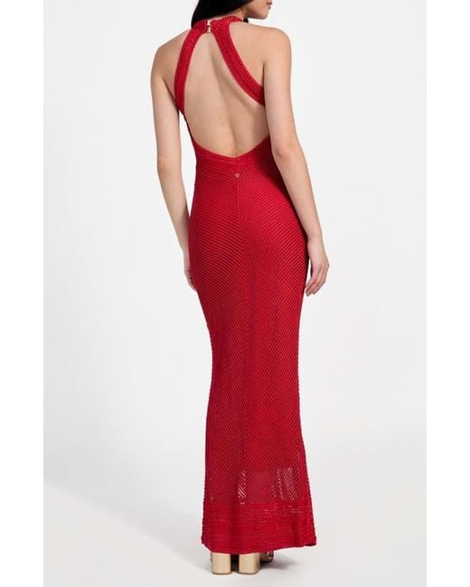 Guess Vaeda Knit Halter Dress in Red | Lyst