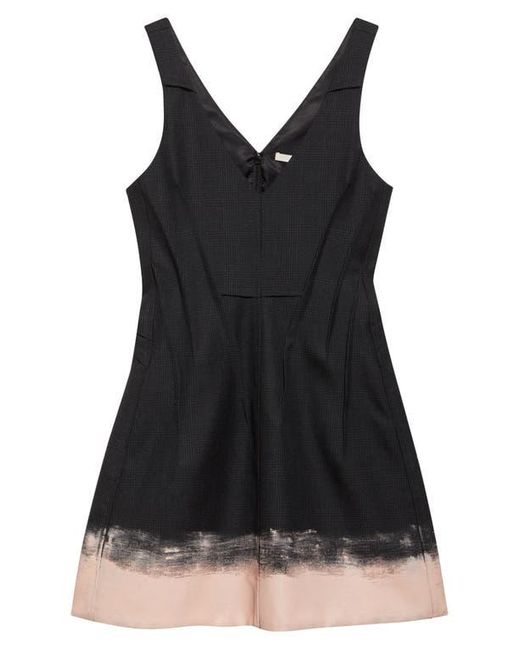 Jason Wu Black Painted Hem Glen Plaid Wool Minidress