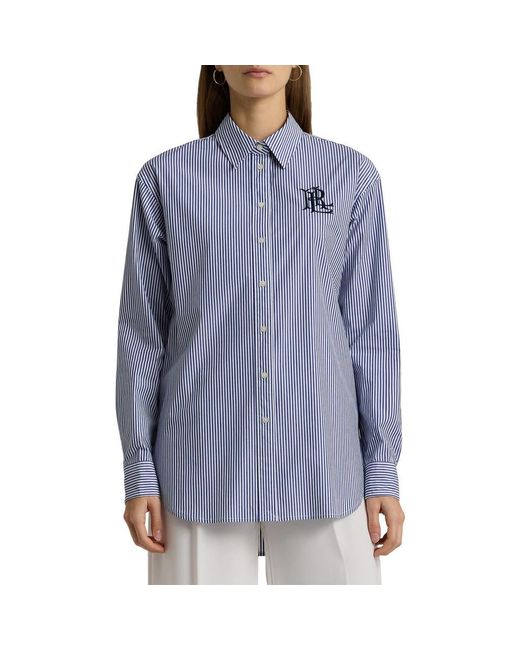 Ralph Lauren Blue Relaxed Fit Striped Stretch Cotton Shirt