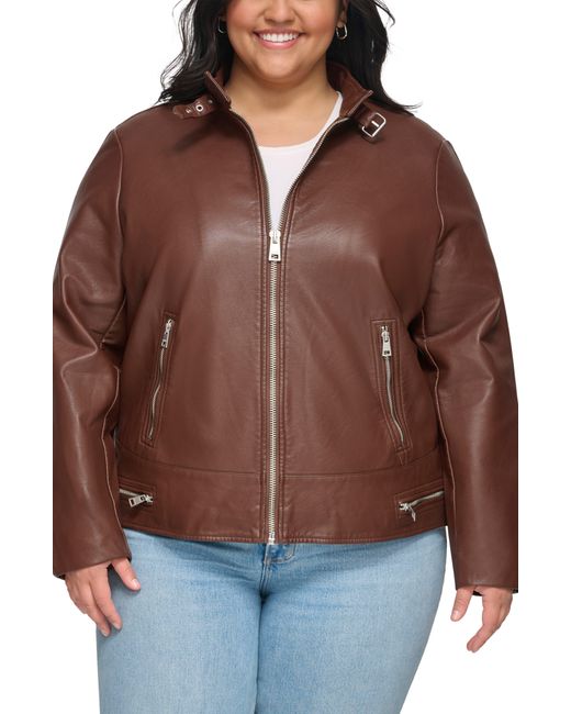 Levi's Racer Faux Leather Jacket in Brown | Lyst