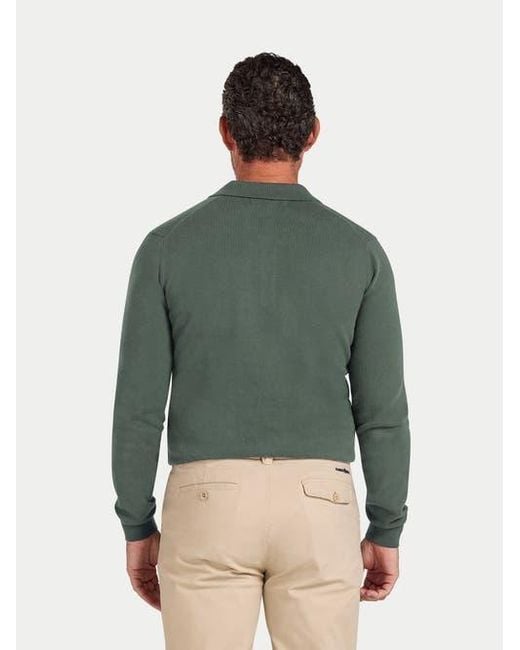 Raging Bull Green Long Sleeve Knitted Polo Shirt for men