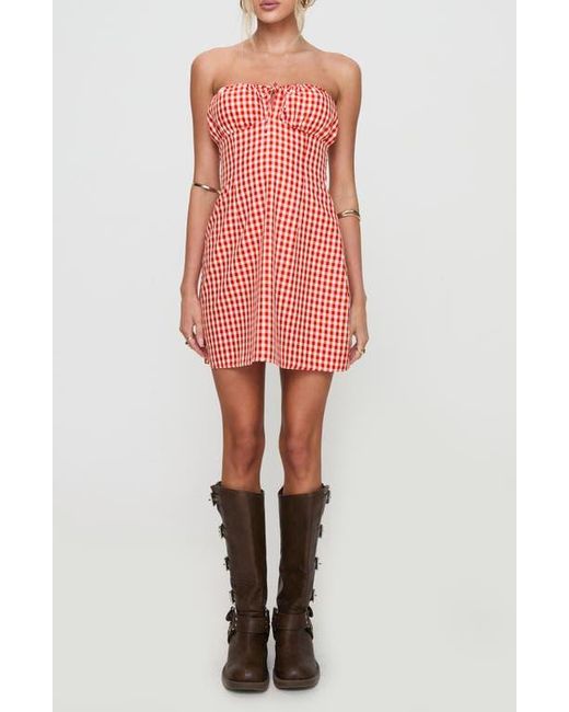 Princess Polly Pink Double Date Gingham Strapless Minidress