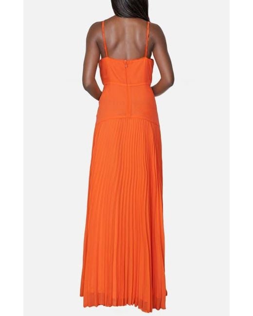Cami NYC Orange Jennelyn Pleated Chiffon Gown